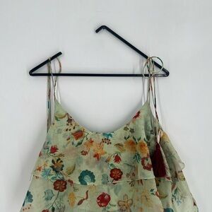 Hemant & Nandita Eros Kerchief Tasseled Boho Printed Tapestry Ruffled Midi Dress